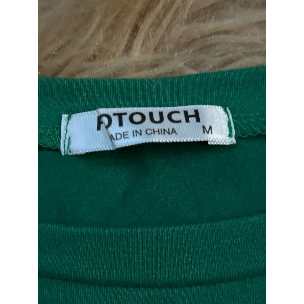D. Touch Green Long Sleeve‎ Top with Plaid Pocket - Women's Size M - Picture 2 of 6